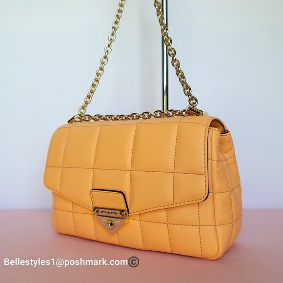 MICHAEL KORS Soho Quilted Smooth Leather Shoulder Bag- Cantaloupe color ⭐ - Picture 8 of 16